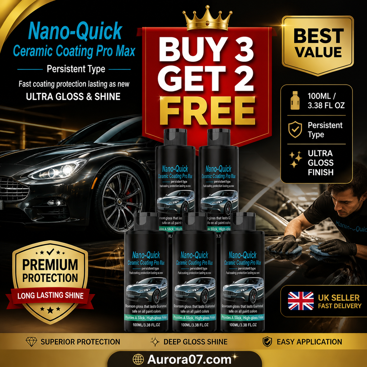 💐50% OFF! High-Gloss Nano Ceramic Spray – Mirror Shine & Long-Lasting Protection ✨🚗【Limited Offer】