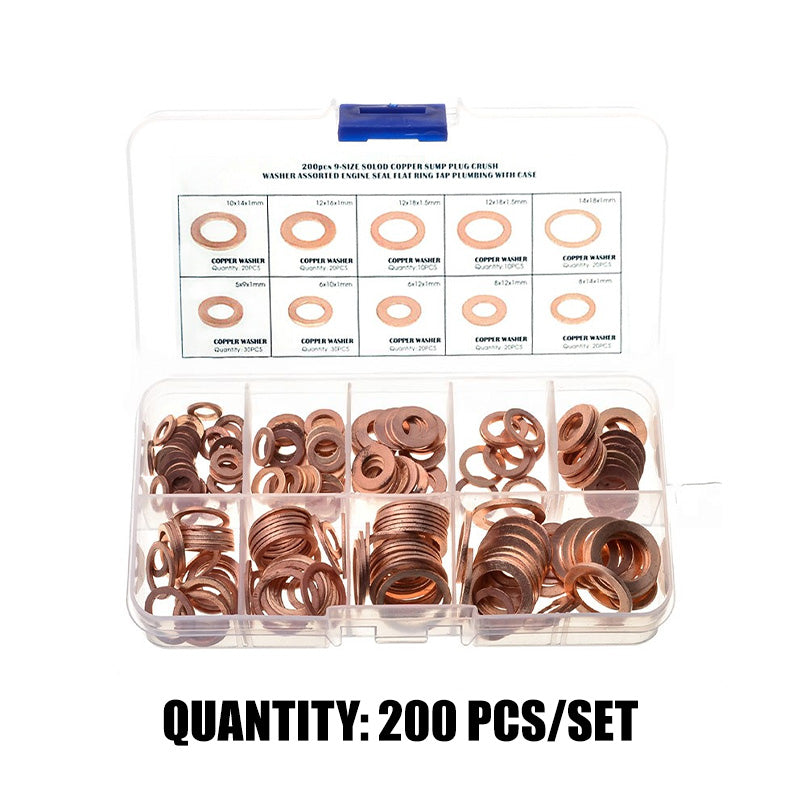📀100/200 PCS Copper Flat Washer Assortment Kit(50% OFF)