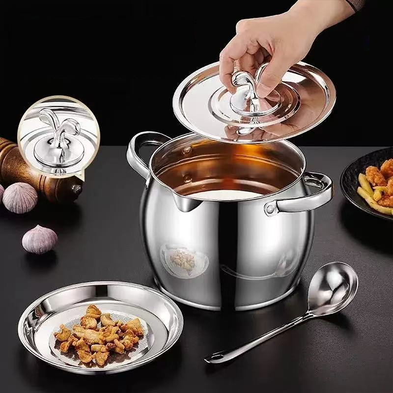 Stainless Steel Lard Container with Lid and Strainer(50% OFF)
