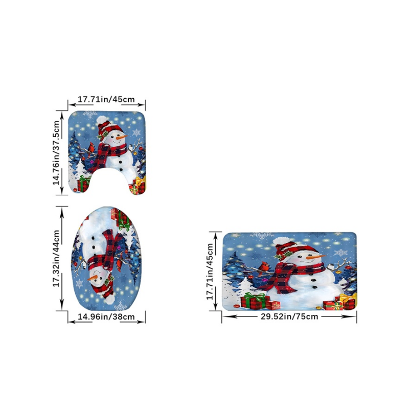 Christmas Snowman Shower Curtain Sets with 12 Hooks