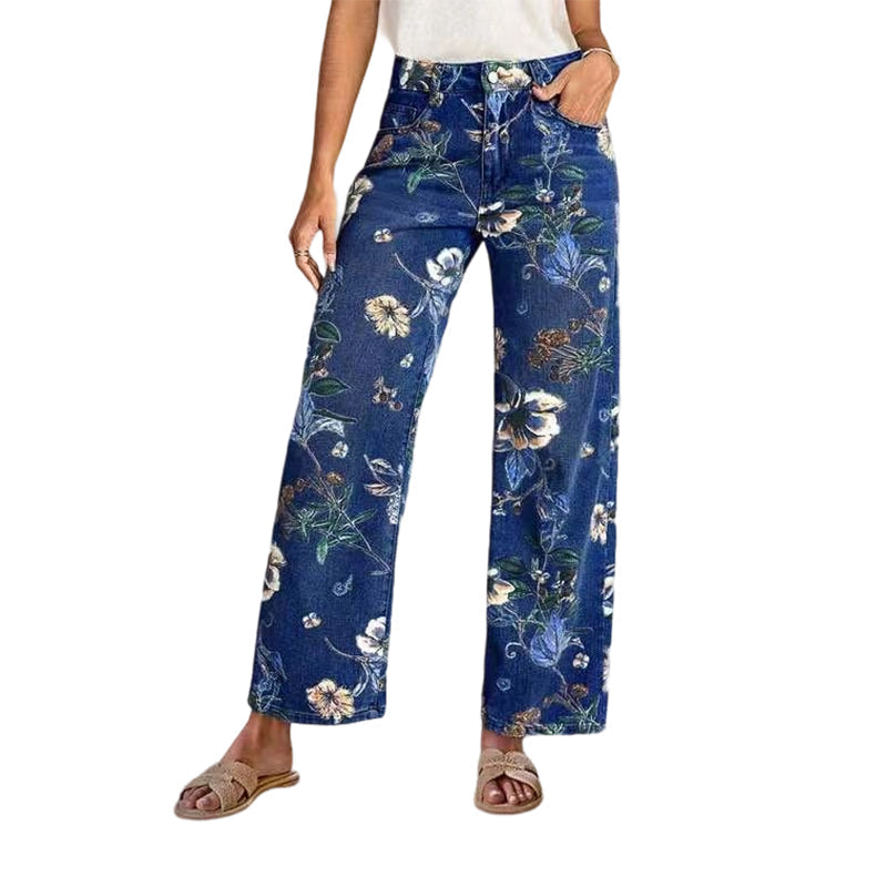 📢📢40% OFF !! ⏰Women's Floral Print Straight-Leg Jeans