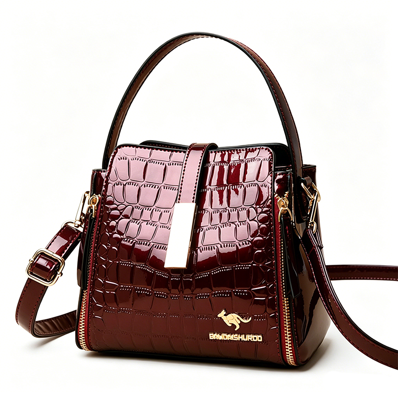 👜 LIMITED-TIME 50% OFF! ✨ Glossy Crocodile Pattern Women's Handbag – Structured, Gold Hardware, Spacious & Chic 💼