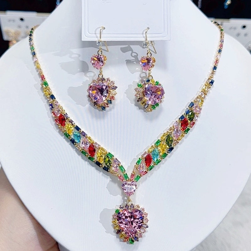 ✨ Sparkling Heart Jewelry Set – Necklace & Earrings, Elegant, Lightweight 💖