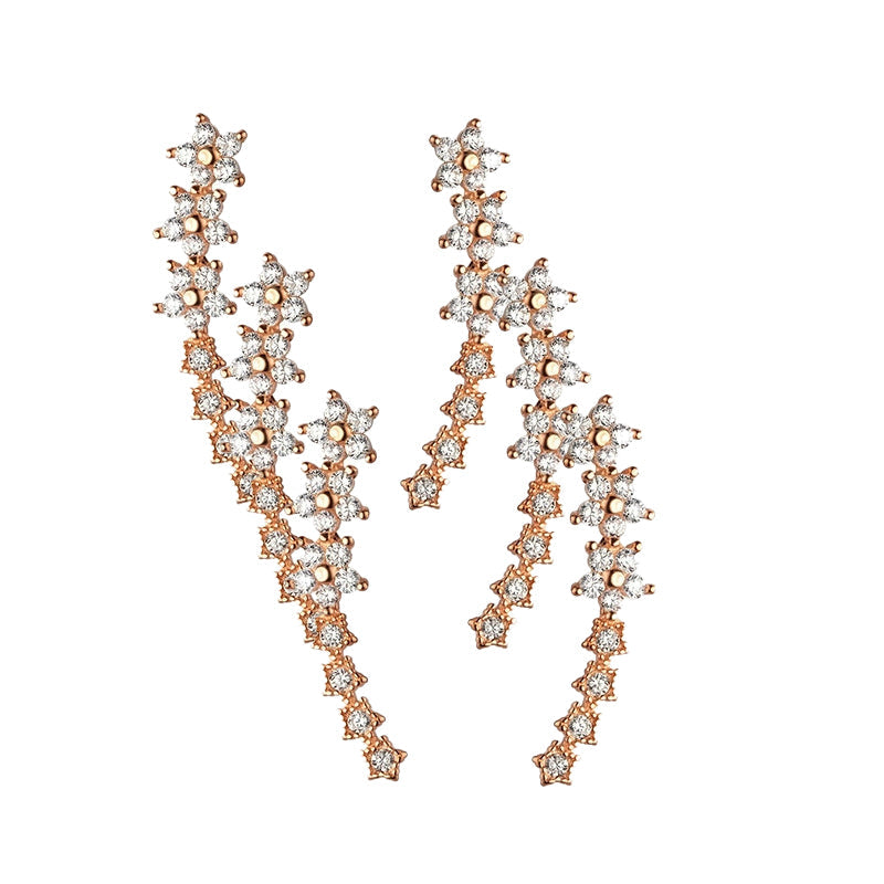 ⚡Starry Flower Rhinestone Ear Climber Earrings