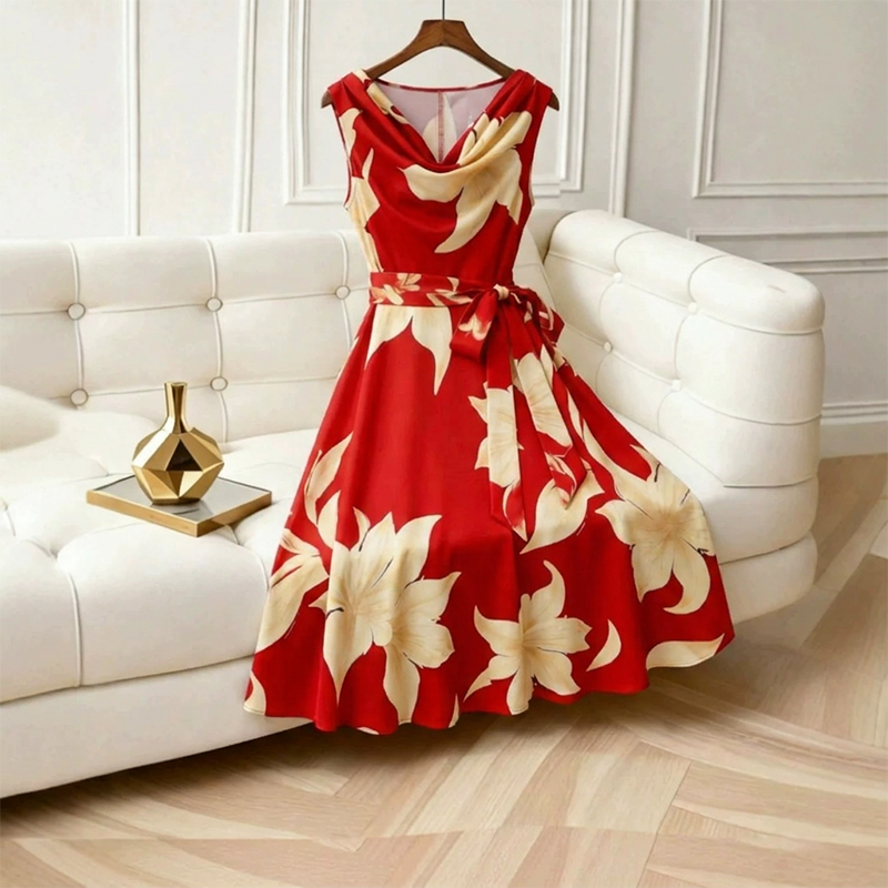 Women's Sleeveless Floral Print Dress