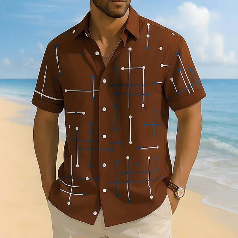 đ 2026 Sale â Over 36,200 Sold!đ Menâs Geometric Print RelaxedâFit ButtonâDown Shirt