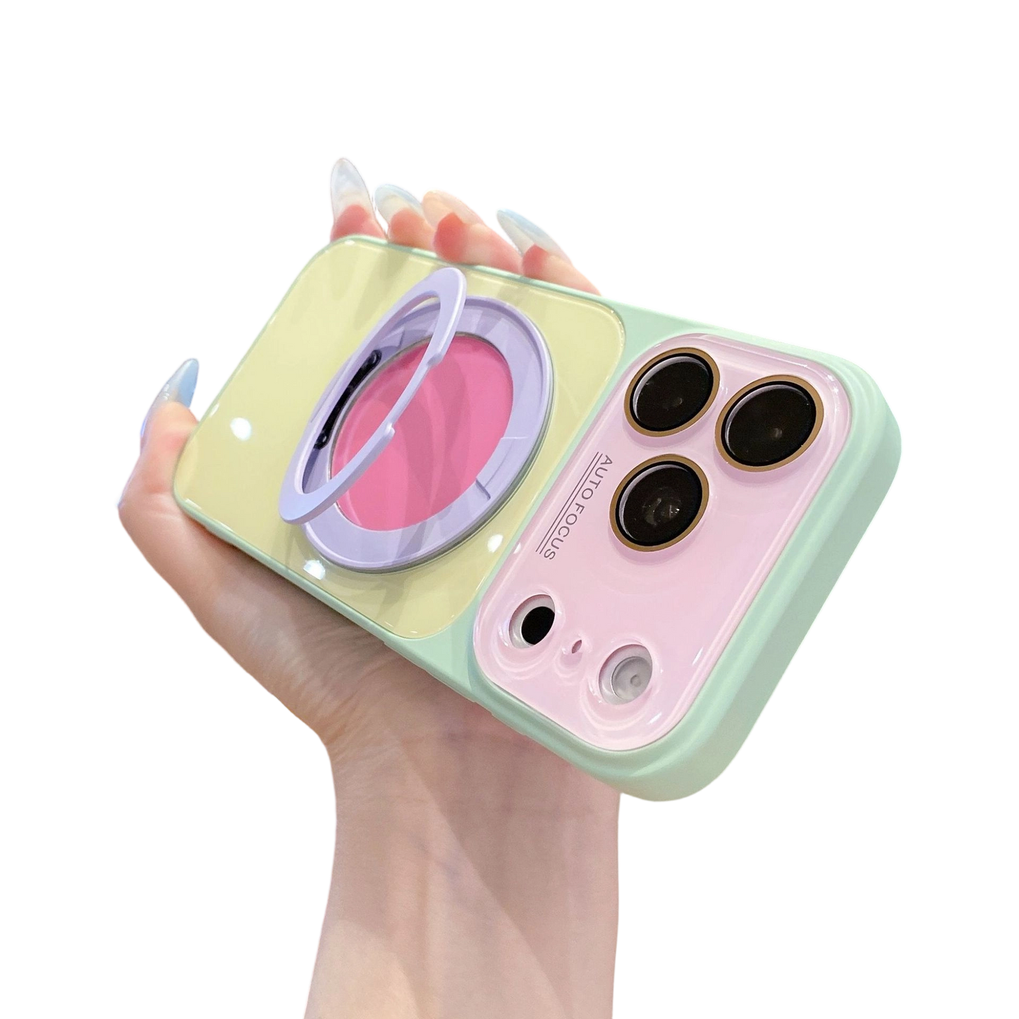 Color Block 360° Rotating Ring Stand Phone Case