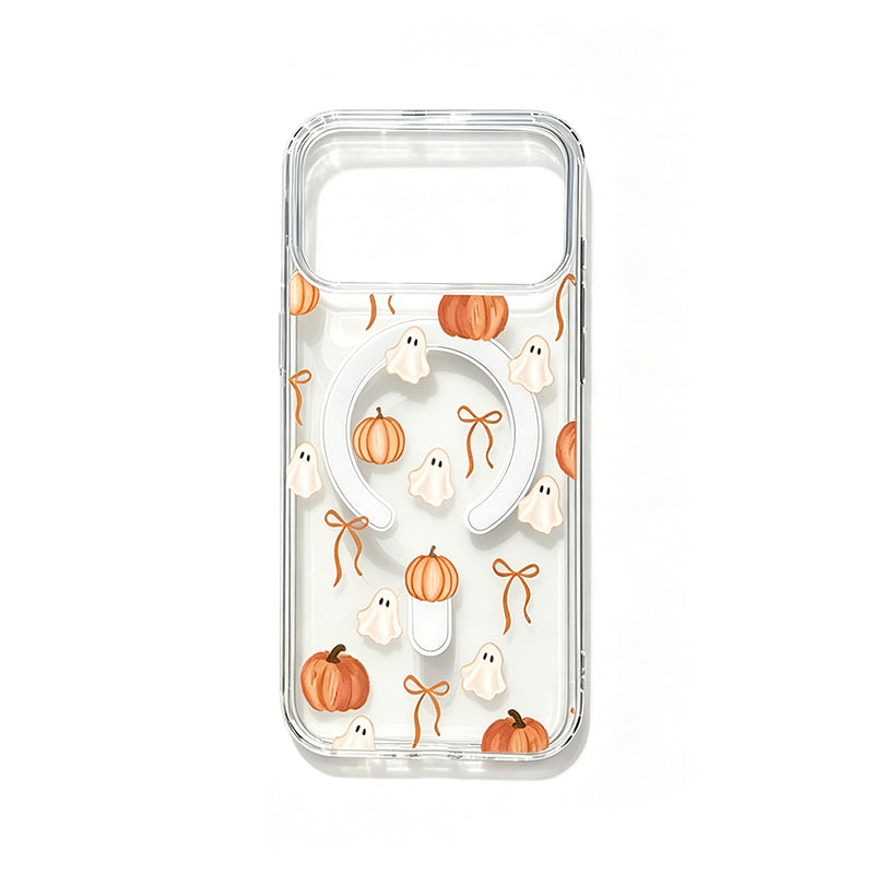 🎉 2026 Sale — Over 16,000 Sold! 🎃 Cute Halloween Clear Phone Case – Ghost & Pumpkin Print, Wireless Charging Compatible – Festive Vibes All Month! ✨