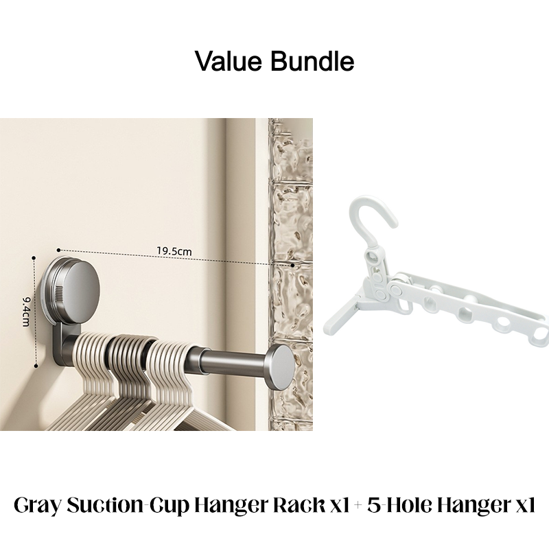 📢📢50% OFF & In Stock⏰🏠 Foldable Telescopic Suction-Cup Hanger Rack – No-Drill Retractable Clothes Drying Pole