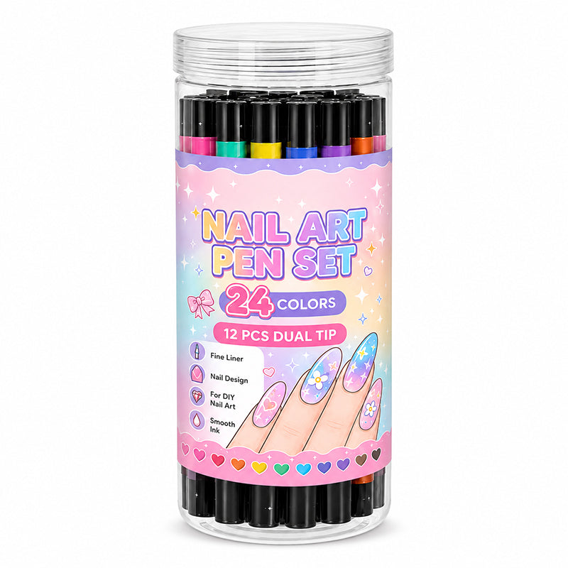 🎉Over 35k+ Sold!💅🎨24‑Colors Dual‑Ended Nail Art Pens‑DIY Manicure Drawing Set🎁