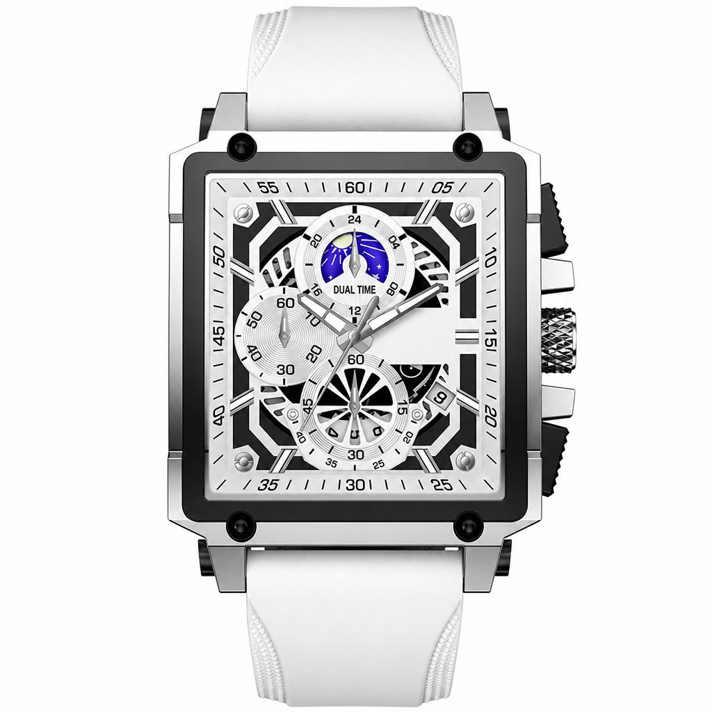 ⏳Time-Limited Special⏰Men's Skeleton Watch – Square Face, Chronograph, Silicone Strap 🌀