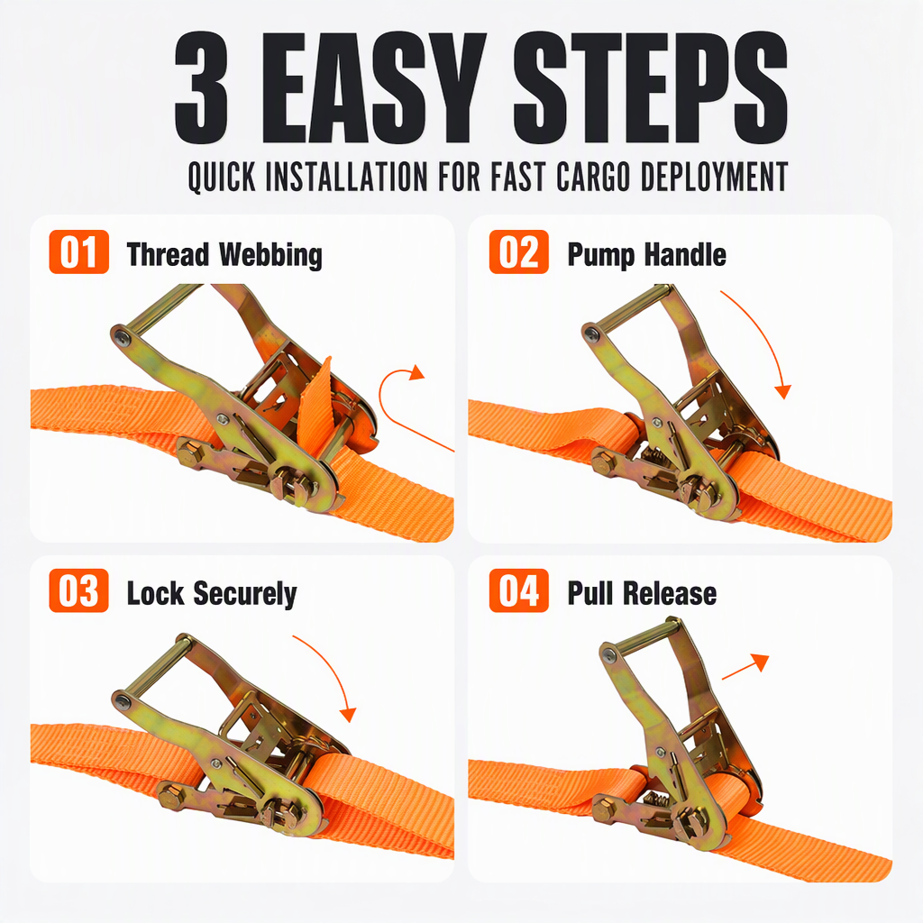 ⏳Time-Limited Special⏰Heavy Duty Ratchet Tie Down Strap Cargo Lashing Strap with Tensioner and Double Hooks for Car and Truck Luggage Securing