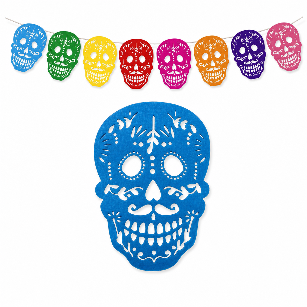 📢📢50% OFF !! ⏰Mexican Plastic Banner Day of the Dead Paper Cut Style Garland for Cinco de Mayo and Halloween Party