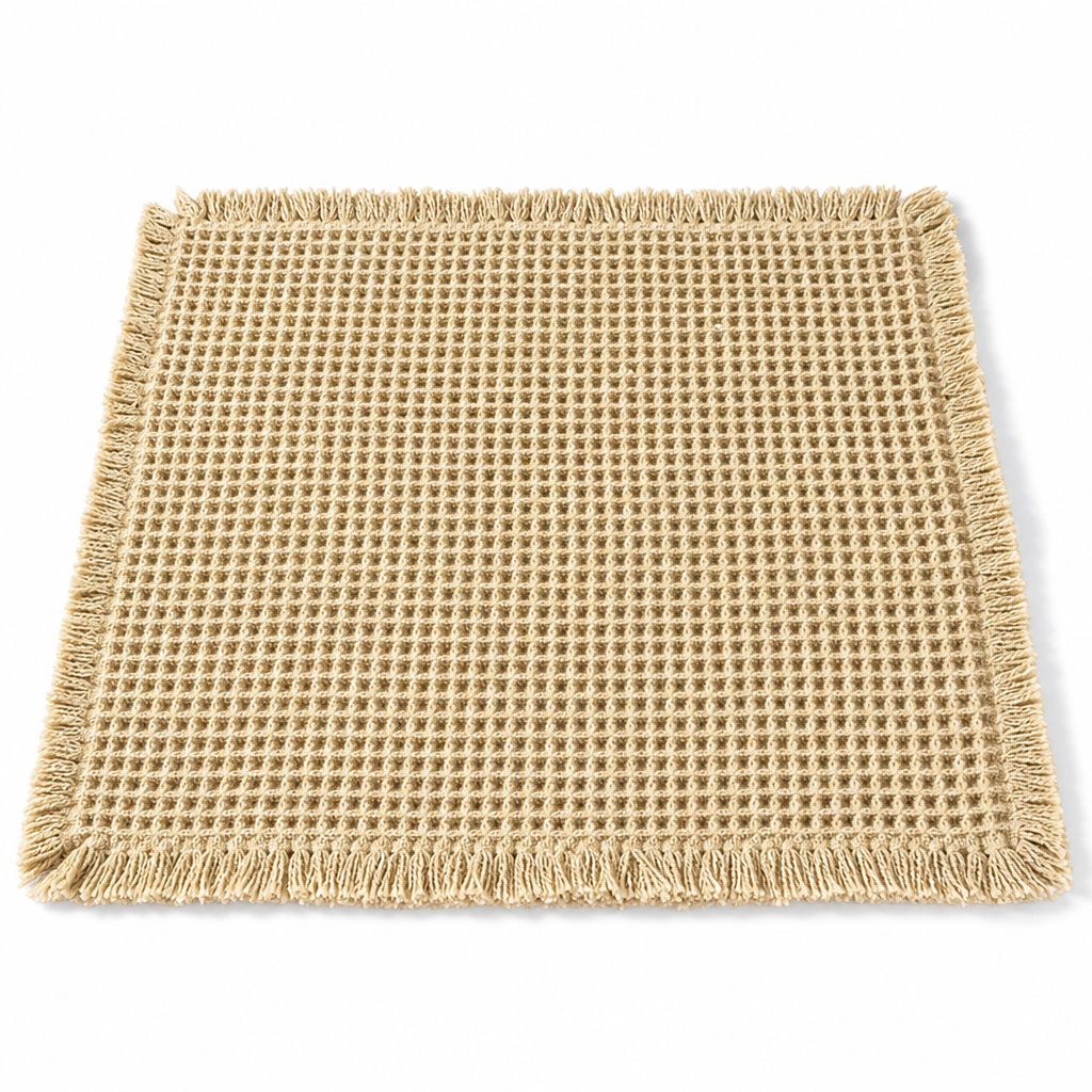 Non Slip Water Absorbent Waffle Weave Bathroom Mat Solid Color Entrance Doormat