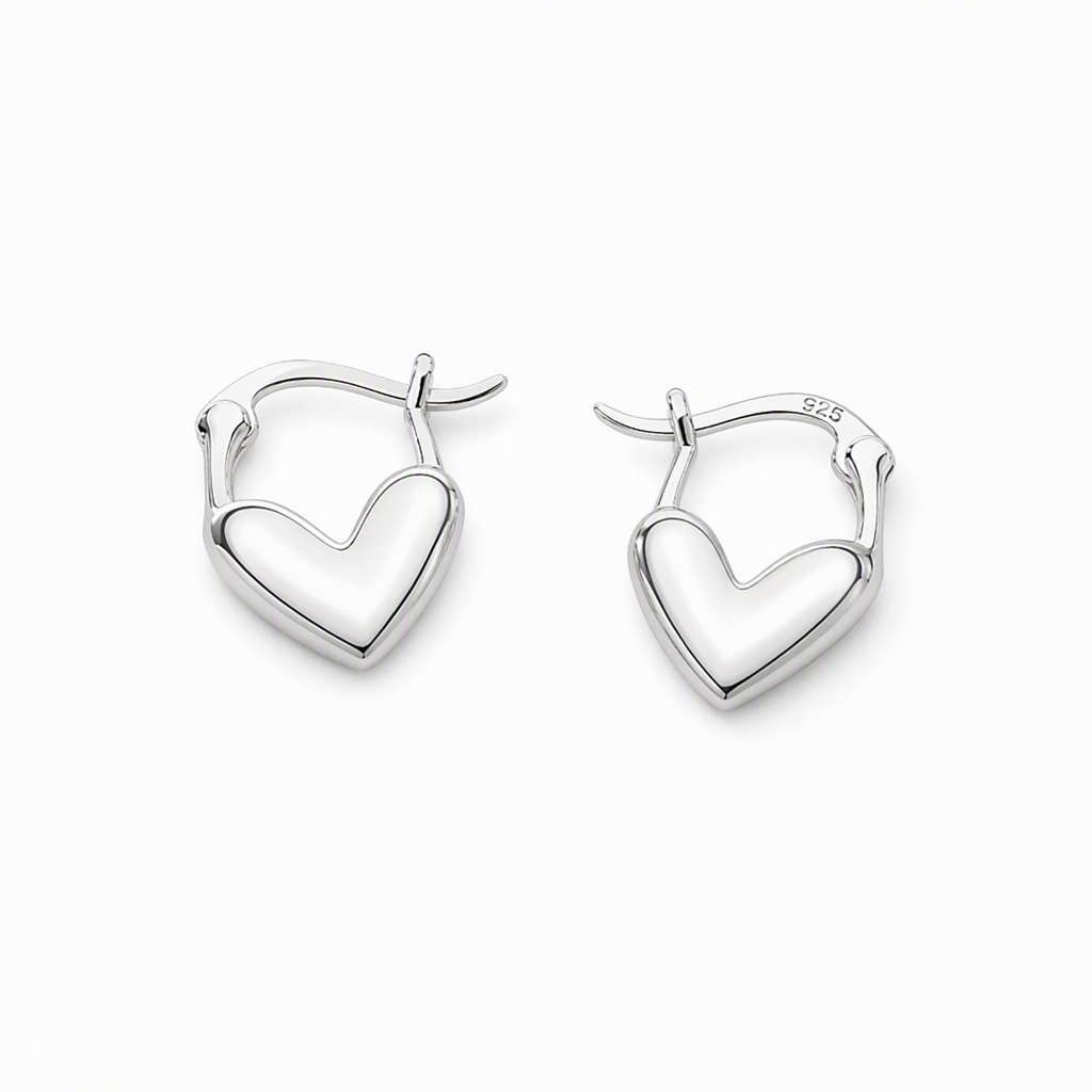 Minimalist Smooth Heart Huggie Hoop Earrings for Women Elegant and Versatile French Style Heart Shaped Earrings