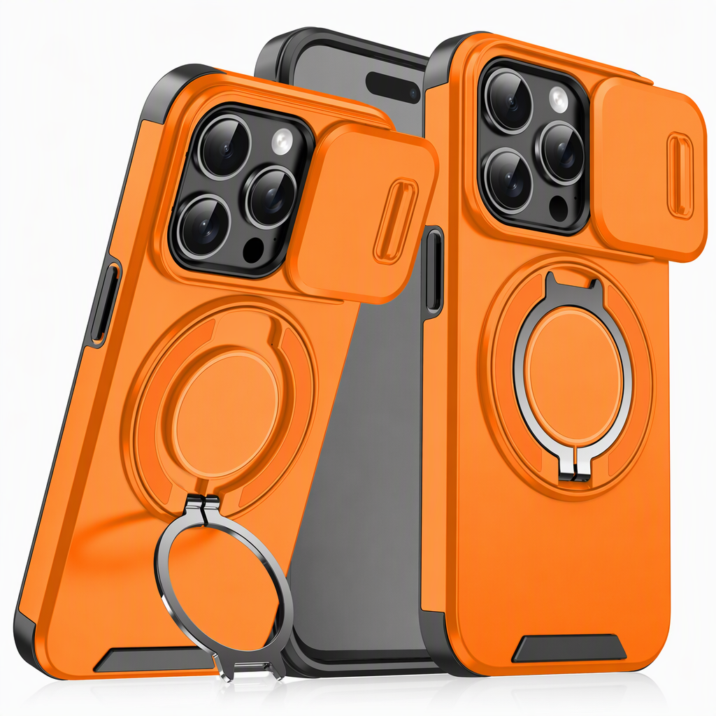 Shockproof Phone Case with Sliding Cover and Kickstand