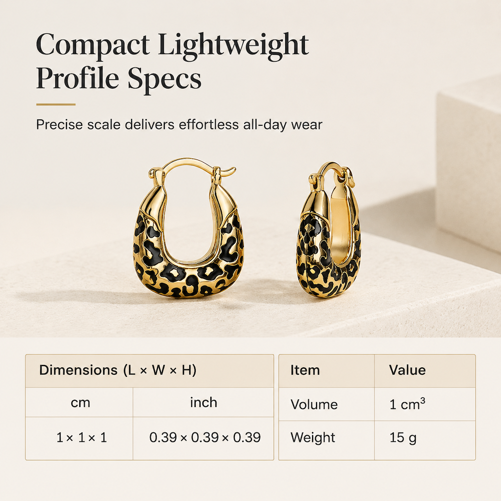 Vintage Leopard Print U Shaped Huggie Hoop Earrings for Women