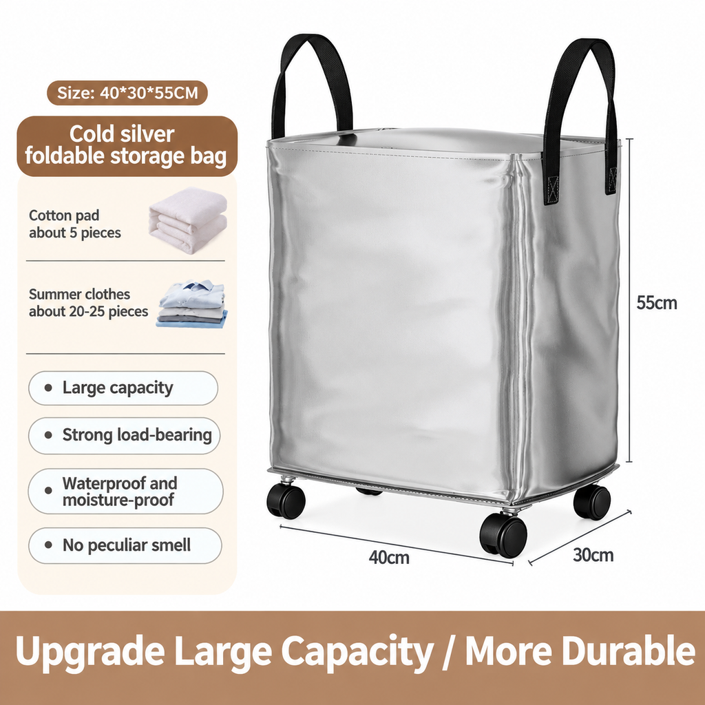 Large Capacity Waterproof Foldable Moving Bag with Wheels Heavy Duty Rolling Storage Tote for College Dorm and Household Organization