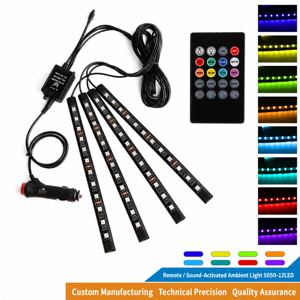 📢📢50% OFF !! ⏰Sound Activated 12 LED Car Interior Ambient Light RGB Multicolor Footwell Decorative Lamp