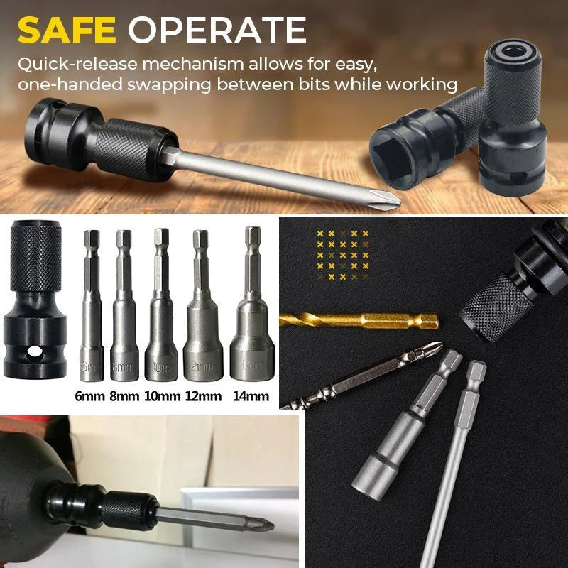💥 1/4" Hex Shank Socket Converter – 1/2" to 1/4", Quick Release ⚙️