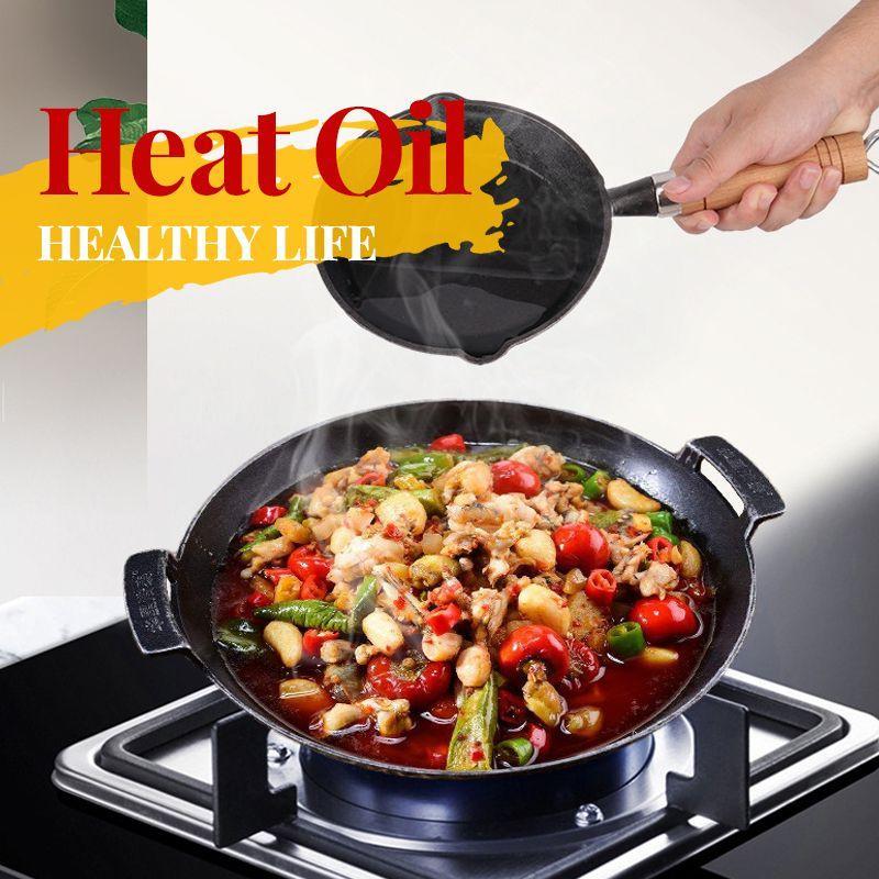 📢📢50% OFF & In Stock⏰ 🍳 Mini Nonstick Iron Pan 3.9"/10cm – Healthy Cast Iron, Uniform Heat & Wooden Handle ✨