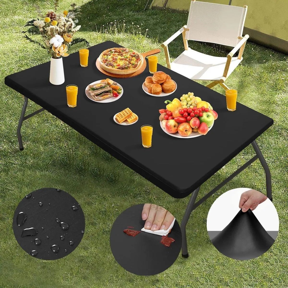 🌸 LIMITED TIME 50% OFF! ✨Pack Stretch Fabric Table Top Cap Cover, fits 4ft/6ft/8ft Tables