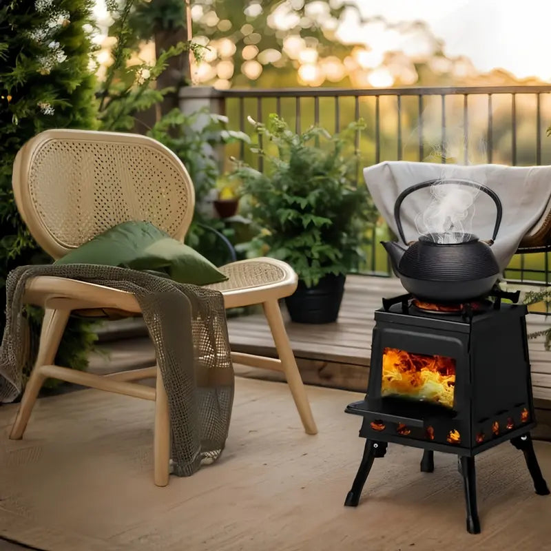 🎉 2026 Sale — Over 30,200 Sold!🏕️Foldable Cast‑Iron Wood Burning Rocket Stove 🔥