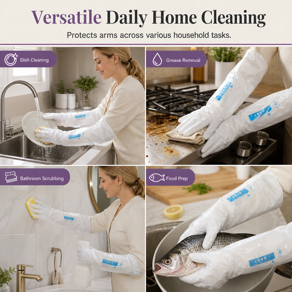 ⏳ 50% OFF! ✨ Disposable Long-Cuff Cleaning Gloves – Extended Sleeve Coverage for Splash-Prone Chores, Lightweight Film Construction, Gathered Cuff Fit & Lower-Forearm Protection – 20/50/100 Pack 🧤
