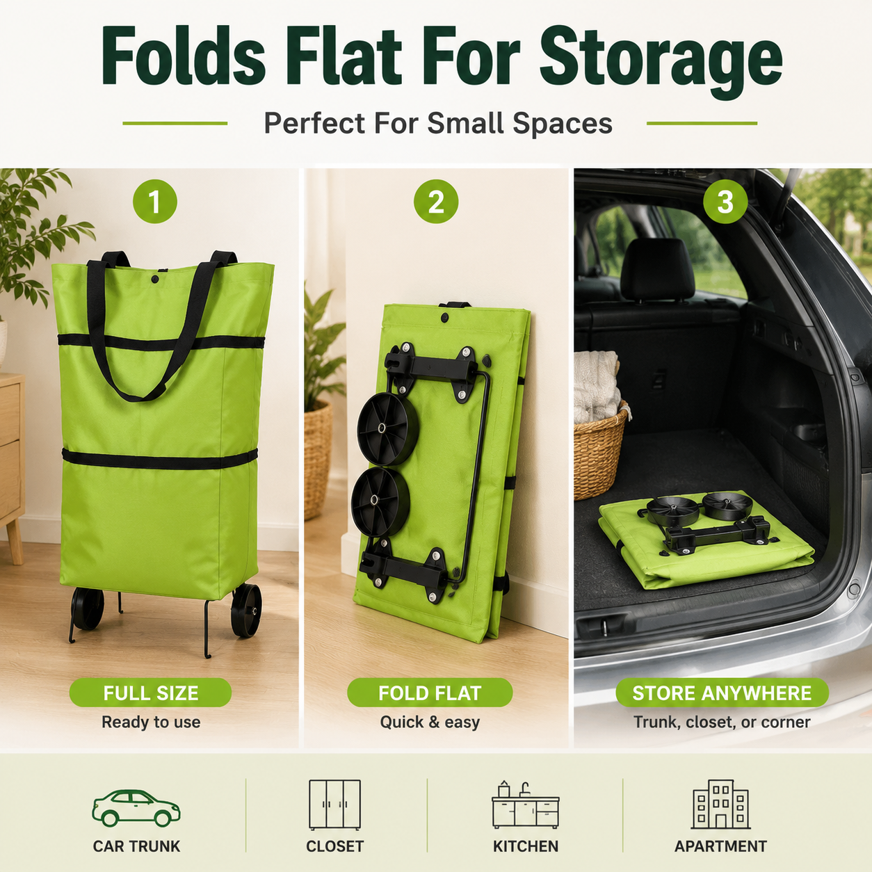 💥 Last Day! Special Sale 🛒 Foldable Grocery Cart Bag – The Rolling Shopping Bag That Saves Your Back
