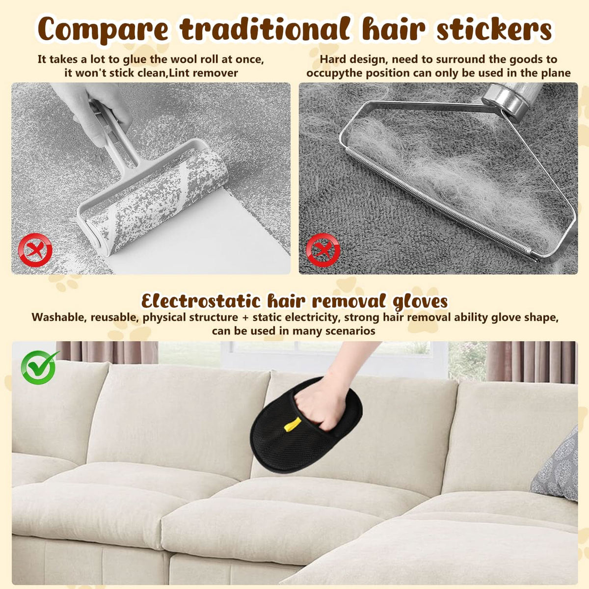 🐾 50% OFF! ✨ Pet Hair Remover Gloves – Double-Sided Silicone Bristles, Ergonomic Non-Slip Fit & Washable Reusable – Remove Fur from Sofas, Clothes & Carpets in Seconds 🧤