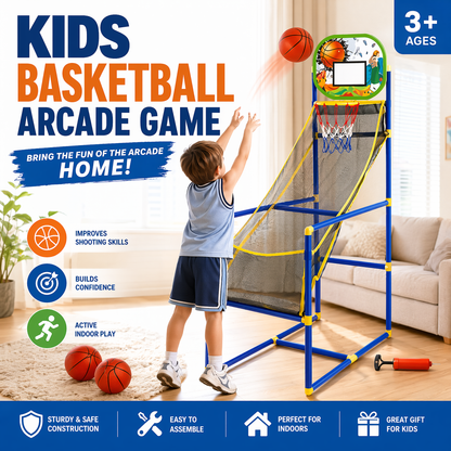 🥳2026 HOT SALE🥳💞50K+ SOLD!🏀🎯 50% OFF! Kids‘ Indoor Basketball Arcade Game – Auto ball return, sturdy & safe. 4 balls + pump included. Quick setup, endless fun! 🧒💨