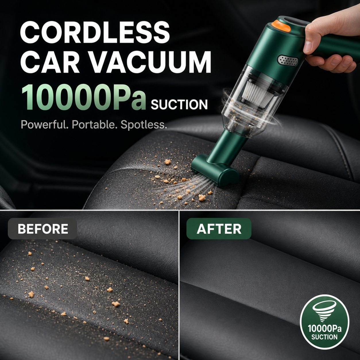 📢📢50% OFF !!⏰Cordless Car Vacuum – 10000Pa Suction & 4000mAh Battery 🚗
