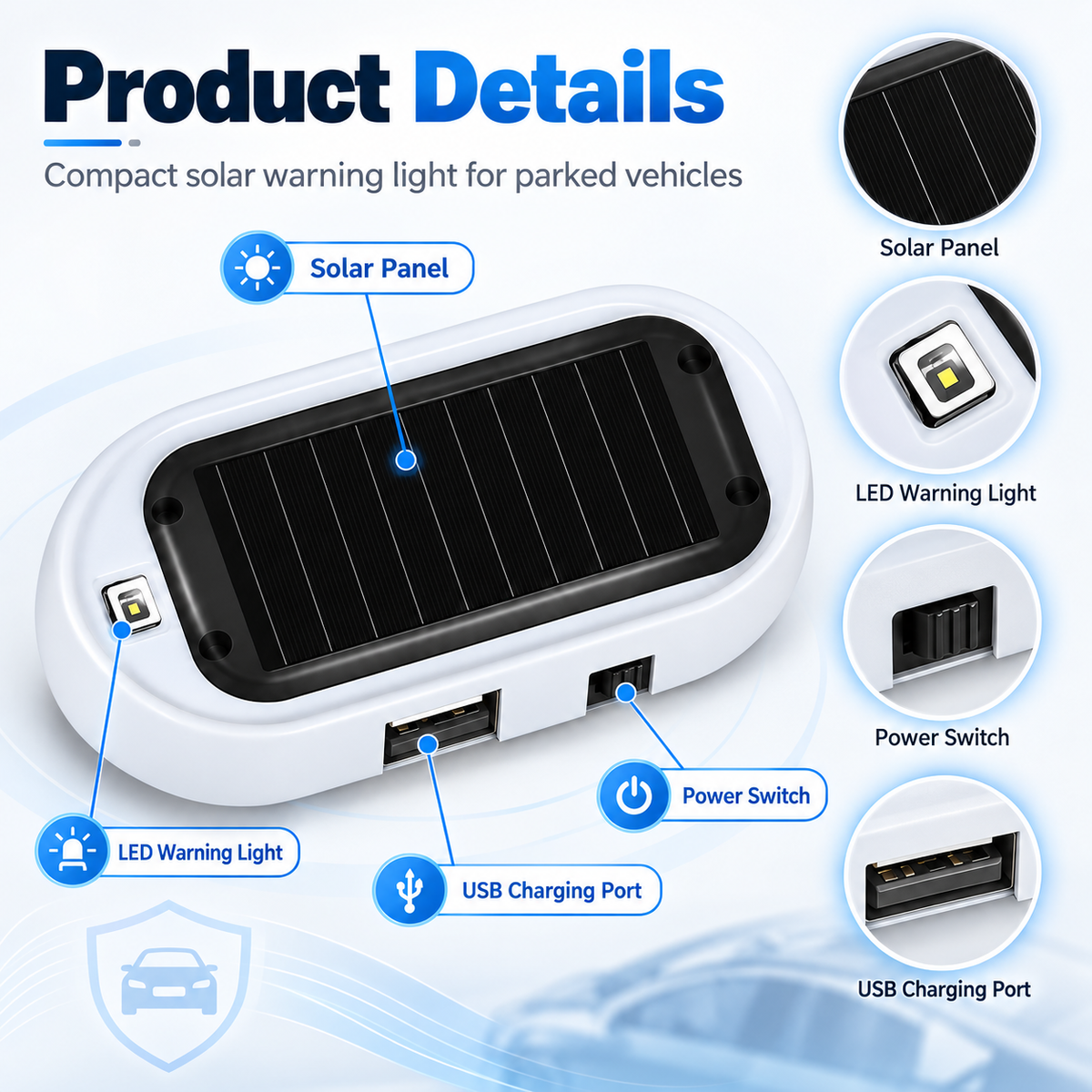 🚗🚨✨Compact Solar Anti-Theft LED Flashing Lamp