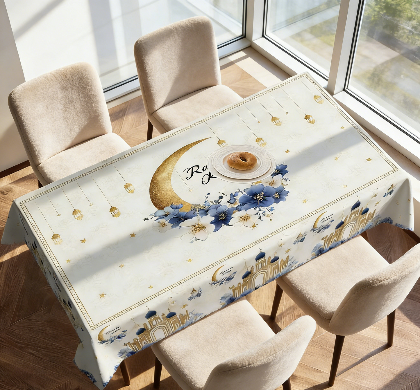 Festive Floral Print Tablecloth