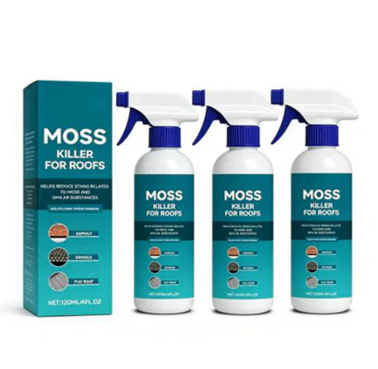 🤩Limited Buy 2 Get 1 Free!🌧️Multi-Surface Roof Moss & Algae Cleaner Spray 🏠✨