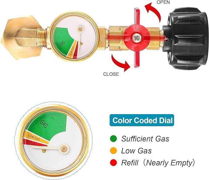 🔥 50% off for a limited time in the winter 🌟🎄 Top of the Line Propane Fill Elbow Adapter with Tank Pressure Gauge
