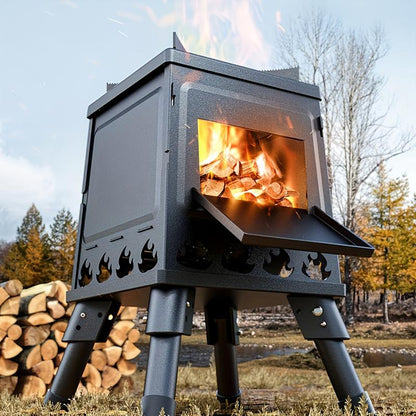 🎉 2026 Sale — Over 30,200 Sold!🏕️Foldable Cast‑Iron Wood Burning Rocket Stove 🔥