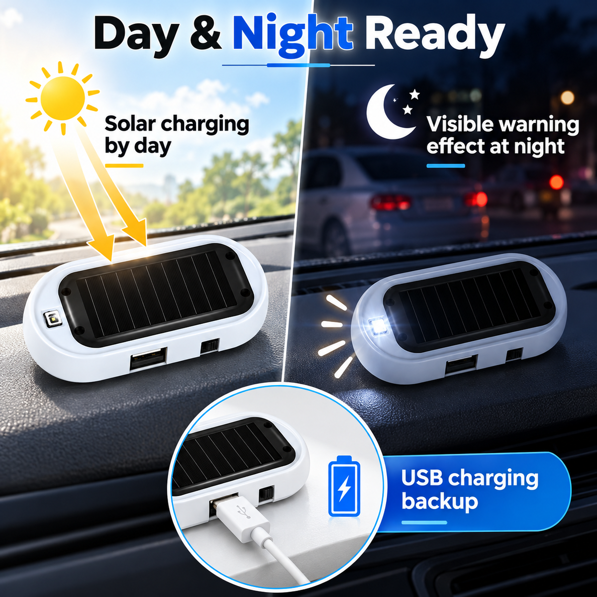 🚗🚨✨Compact Solar Anti-Theft LED Flashing Lamp