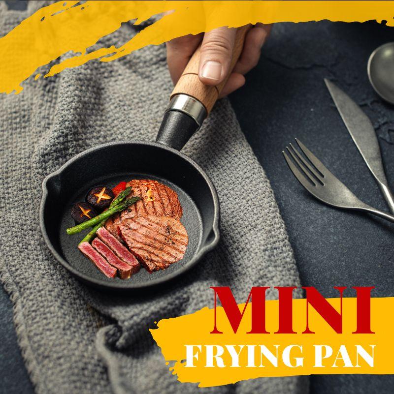 📢📢50% OFF & In Stock⏰ 🍳 Mini Nonstick Iron Pan 3.9"/10cm – Healthy Cast Iron, Uniform Heat & Wooden Handle ✨