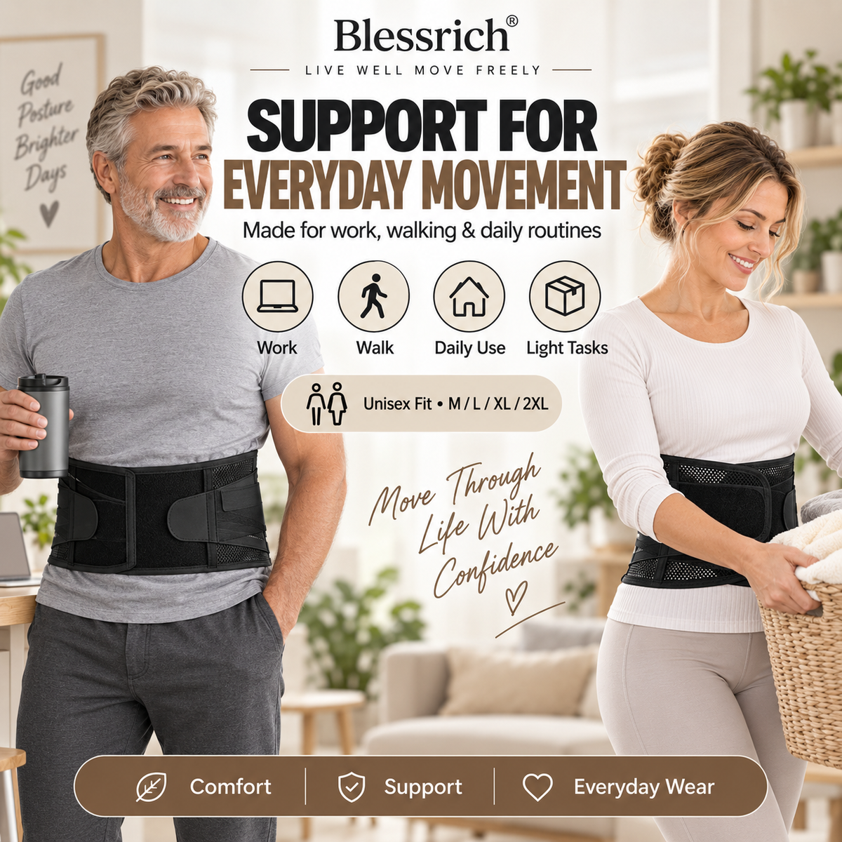 ⏳Time-Limited Special⏰ Support Your Back Instantly! Breathable 4-Rod Waist Support Brace