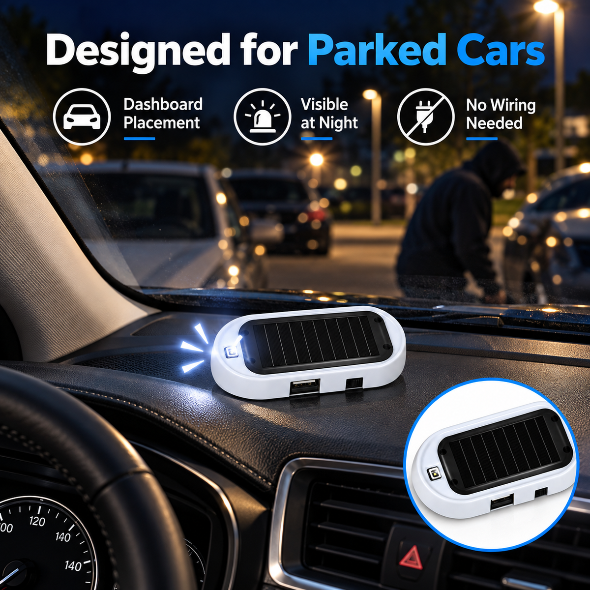 🚗🚨✨Compact Solar Anti-Theft LED Flashing Lamp