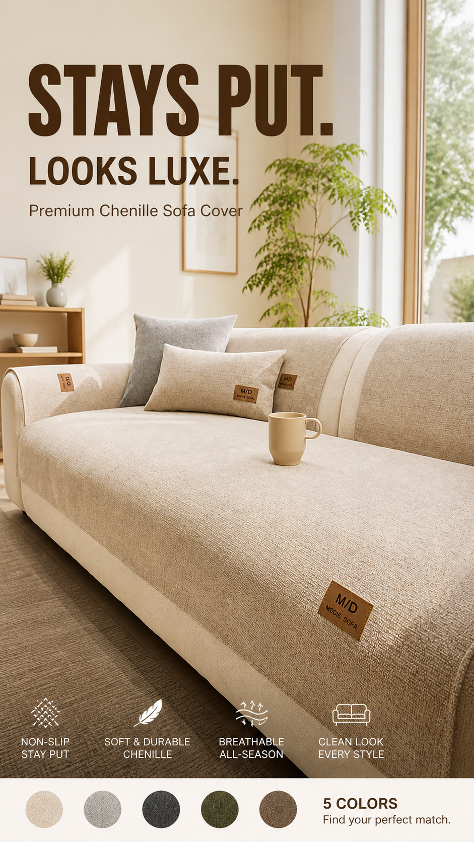 🛋️ LIMITED‑TIME 50% OFF! ✨ Thickened Non‑Slip Sofa Cover – Ultra‑Soft, Washable, Pet‑friendly 🐾