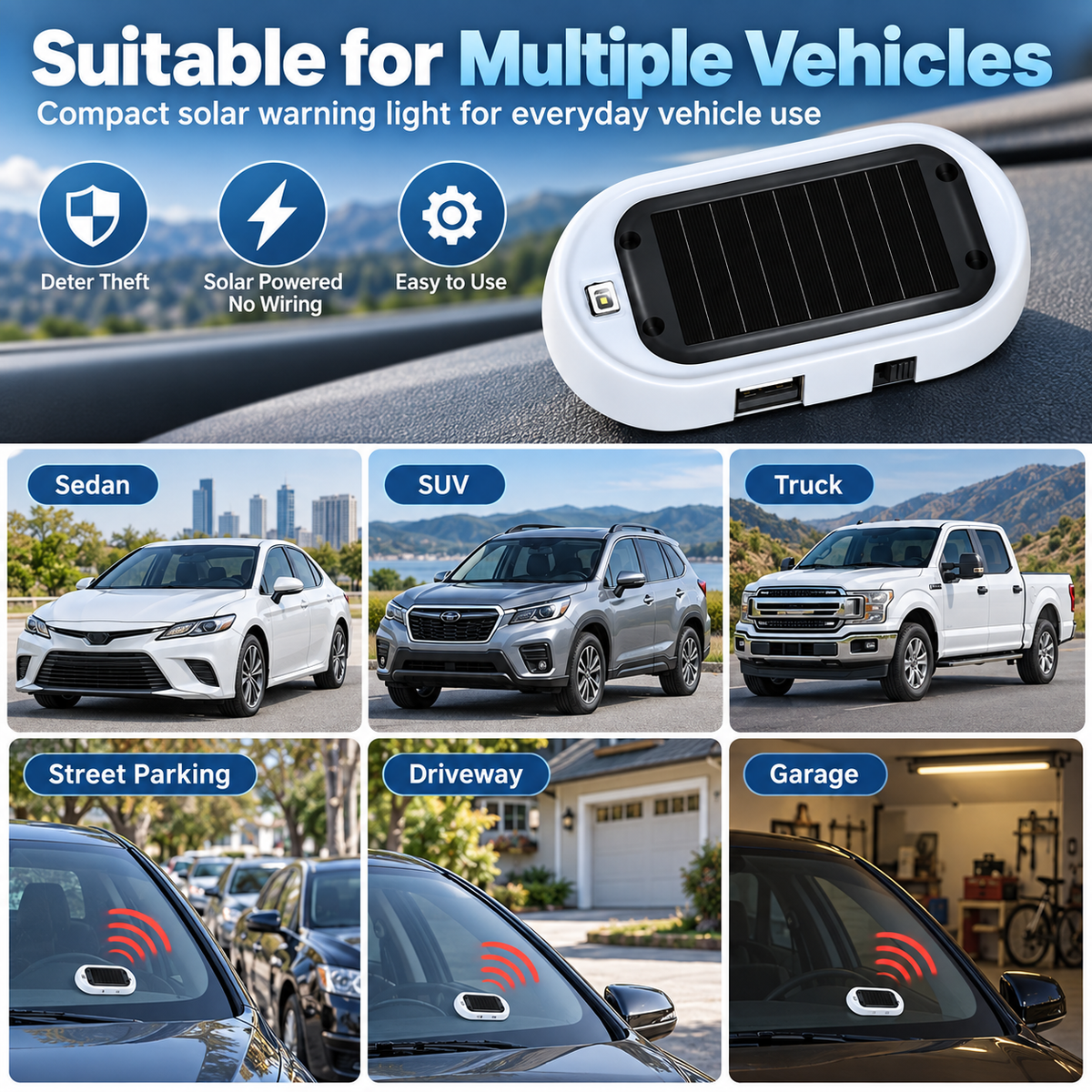 🚗🚨✨Compact Solar Anti-Theft LED Flashing Lamp