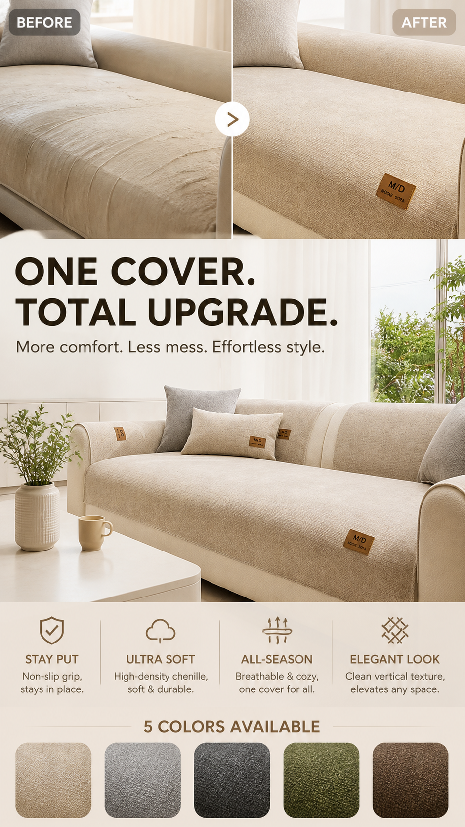 🛋️ LIMITED‑TIME 50% OFF! ✨ Thickened Non‑Slip Sofa Cover – Ultra‑Soft, Washable, Pet‑friendly 🐾