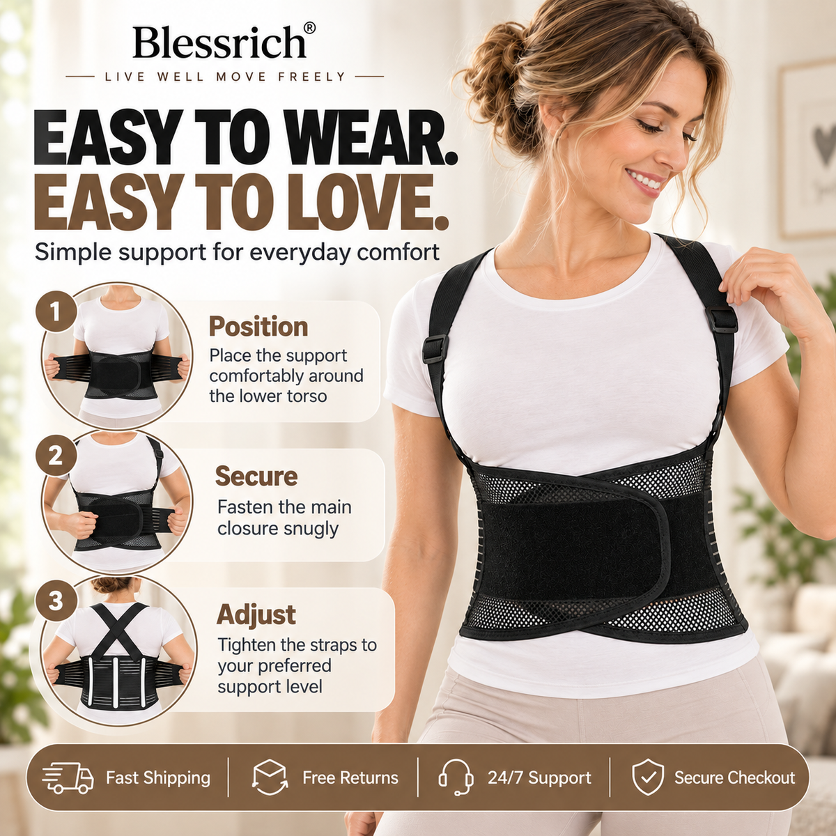 ⏳Time-Limited Special⏰ Support Your Back Instantly! Breathable 4-Rod Waist Support Brace