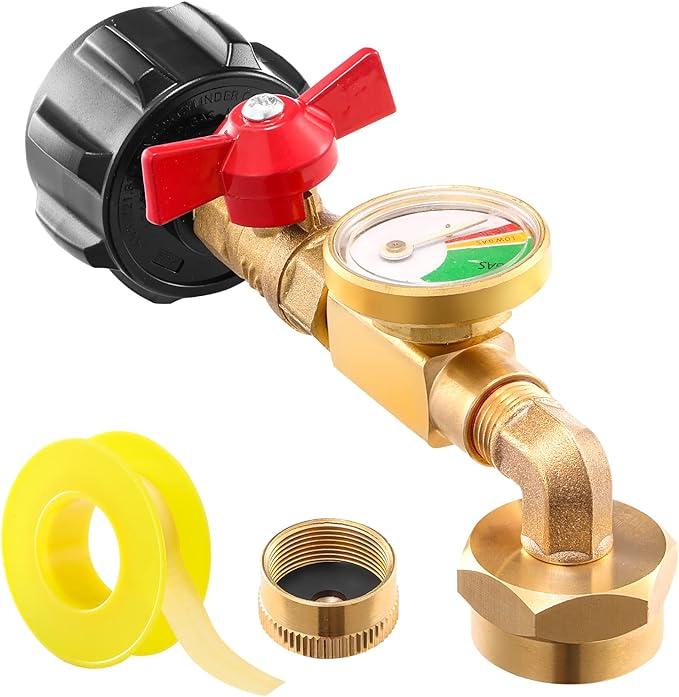 🔥 50% off for a limited time in the winter 🌟🎄 Top of the Line Propane Fill Elbow Adapter with Tank Pressure Gauge