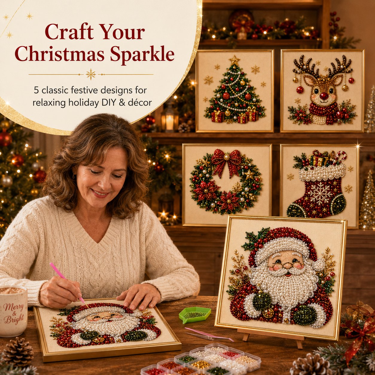 ⏳Time-Limited Special⏰DIY Christmas Pearl Art Kit Beginner Friendly Craft