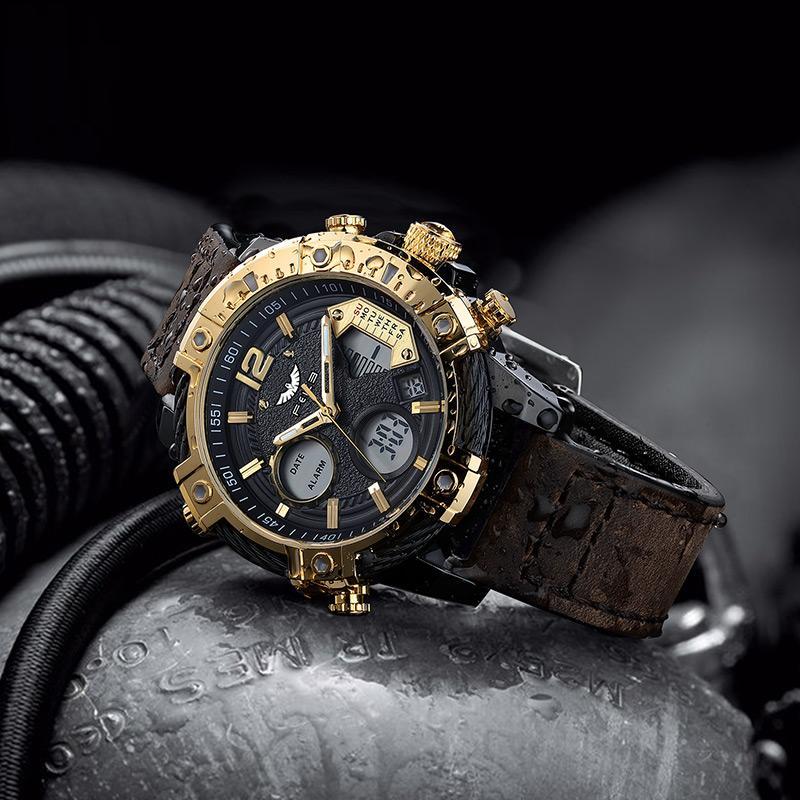 Multifunctional Dual Display 3ATM Waterproof Men's Quartz Sports Watch