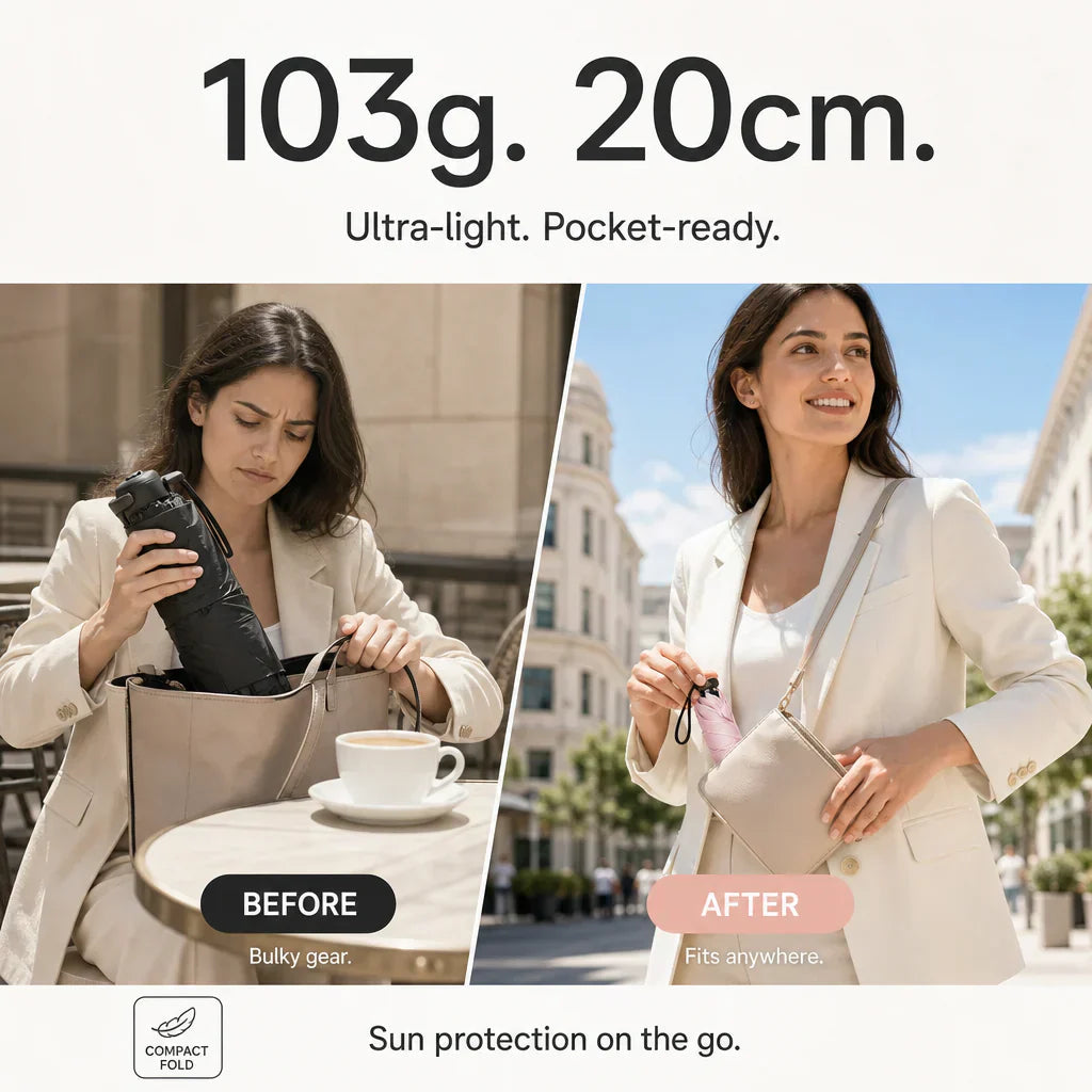 💖 LAST DAY SALE 50% OFF! ✨ Ultra-Light Sun & Rain Umbrella – 103g, UPF 50+, Carbon Fiber Frame – Compact & Pocket-Sized! ☂️