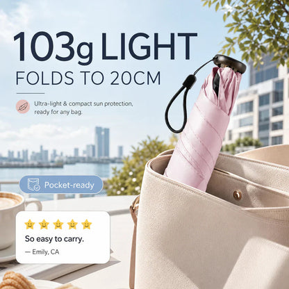 💖 LAST DAY SALE 50% OFF! ✨ Ultra-Light Sun & Rain Umbrella – 103g, UPF 50+, Carbon Fiber Frame – Compact & Pocket-Sized! ☂️